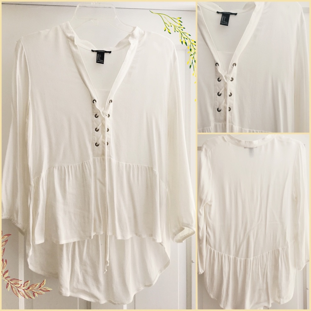 lace up white blouse 🌹